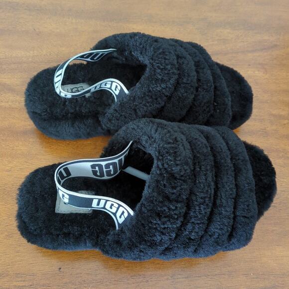 UGG Fluff Yeah Slides slippers Black  size 6 - Picture 4 of 6